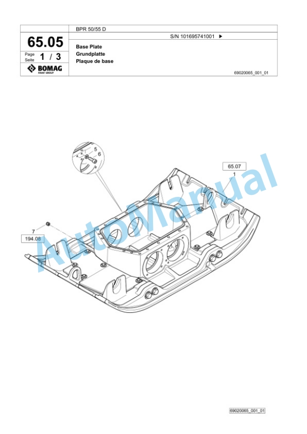 Bomag BPR 50-55 D Vibratory Plate Compactor Spare Parts Catalogue 00826845 3 Bomag BPR 50-55 D Vibratory Plate Compactor Spare Parts Catalogue 00826845-3