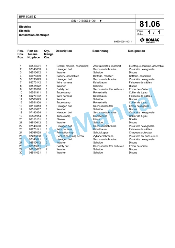 Bomag BPR 50-55 D Vibratory Plate Compactor Spare Parts Catalogue 00826845 4 Bomag BPR 50-55 D Vibratory Plate Compactor Spare Parts Catalogue 00826845-4