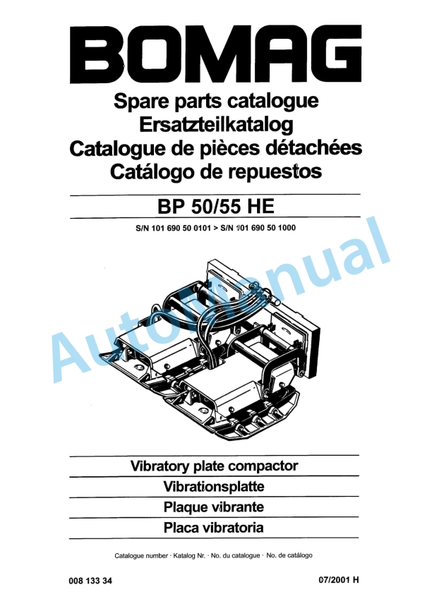 Bomag BPR 50-55 HE Vibratory Plate Compactor Spare Parts Catalogue 00813334 1 Bomag BPR 50-55 HE Vibratory Plate Compactor Spare Parts Catalogue 00813334