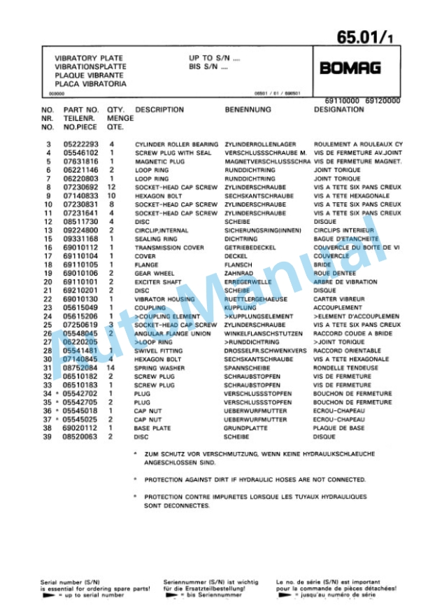 Bomag BPR 50-55 HE Vibratory Plate Compactor Spare Parts Catalogue 00813334 3 Bomag BPR 50-55 HE Vibratory Plate Compactor Spare Parts Catalogue 00813334-3