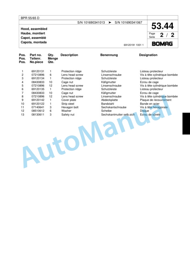 Bomag BPR 55-65 D Vibratory Plate Compactor Spare Parts Catalogue 00817915 3 Bomag BPR 55-65 D Vibratory Plate Compactor Spare Parts Catalogue 00817915-3