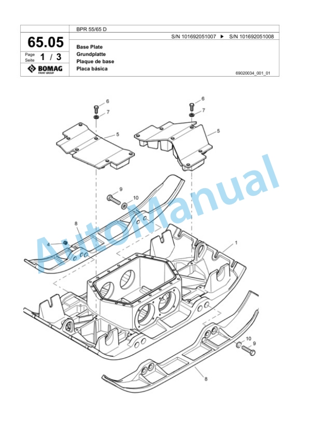 Bomag BPR 55-65 D Vibratory Plate Compactor Spare Parts Catalogue 00817985 4 Bomag BPR 55-65 D Vibratory Plate Compactor Spare Parts Catalogue 00817985-4