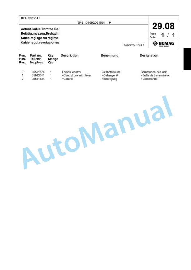 Bomag BPR 55-65 D Vibratory Plate Compactor Spare Parts Catalogue 00817987 2 Bomag BPR 55-65 D Vibratory Plate Compactor Spare Parts Catalogue 00817987-2