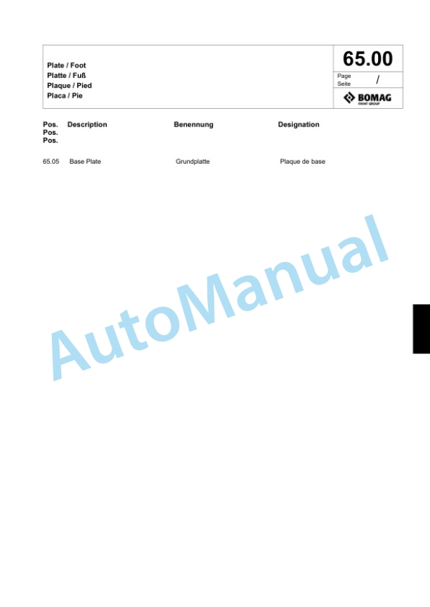 Bomag BPR 55-65 D Vibratory Plate Compactor Spare Parts Catalogue 00817987 3 Bomag BPR 55-65 D Vibratory Plate Compactor Spare Parts Catalogue 00817987-3