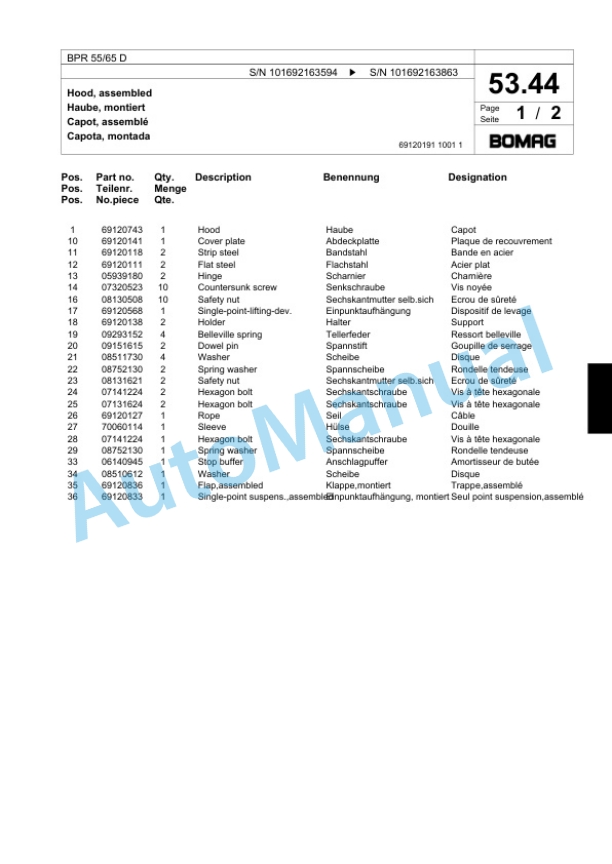 Bomag BPR 55-65 D Vibratory Plate Compactor Spare Parts Catalogue 00818767 2 Bomag BPR 55-65 D Vibratory Plate Compactor Spare Parts Catalogue 00818767-2