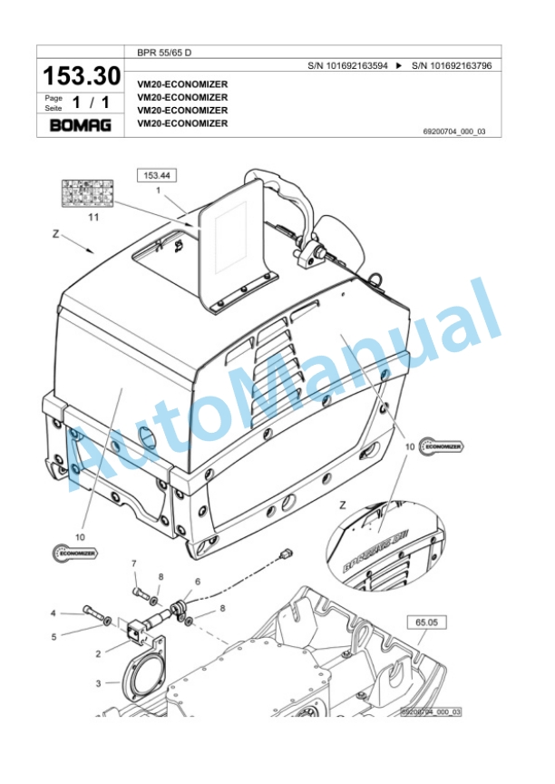 Bomag BPR 55-65 D Vibratory Plate Compactor Spare Parts Catalogue 00818767 5 Bomag BPR 55-65 D Vibratory Plate Compactor Spare Parts Catalogue 00818767-5
