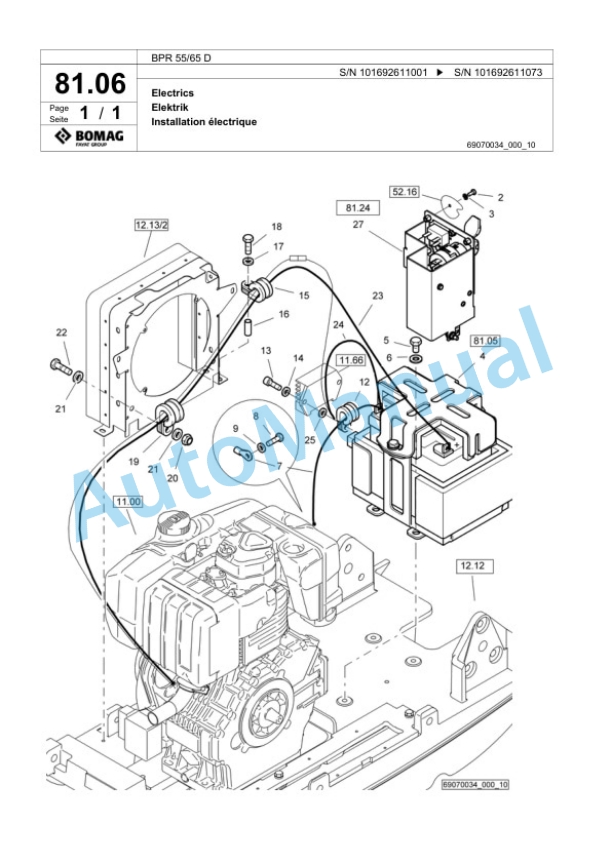 Bomag BPR 55-65 D Vibratory Plate Compactor Spare Parts Catalogue 00824325 4 Bomag BPR 55-65 D Vibratory Plate Compactor Spare Parts Catalogue 00824325-4