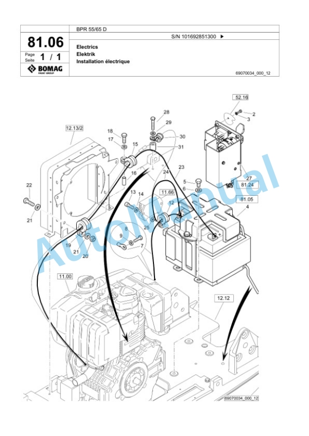 Bomag BPR 55-65 D Vibratory Plate Compactor Spare Parts Catalogue 00825009 3 Bomag BPR 55-65 D Vibratory Plate Compactor Spare Parts Catalogue 00825009-3