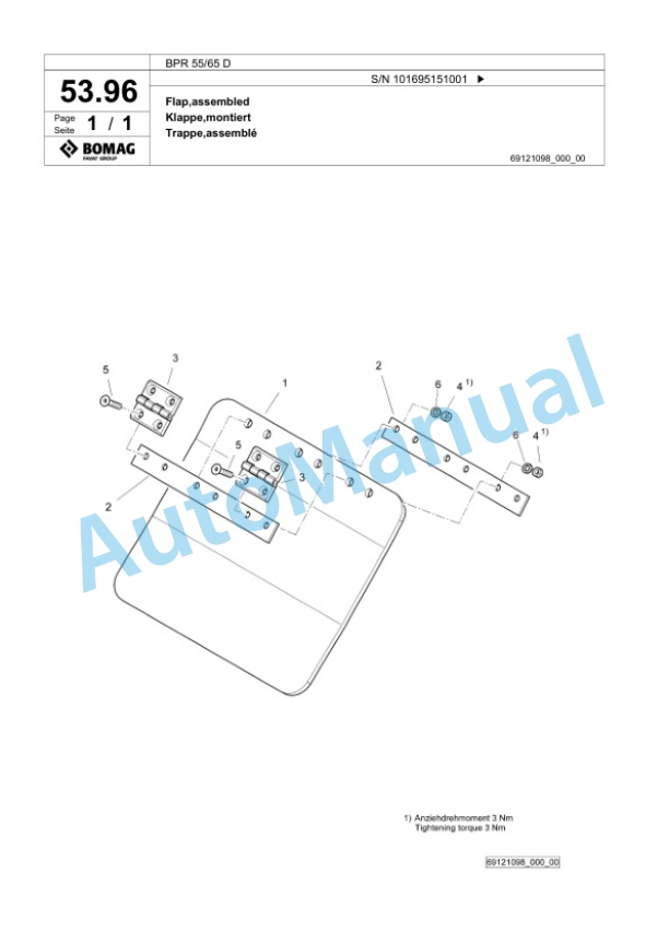 Bomag BPR 55-65 D Vibratory Plate Compactor Spare Parts Catalogue 00825537 2 Bomag BPR 55-65 D Vibratory Plate Compactor Spare Parts Catalogue 00825537-2