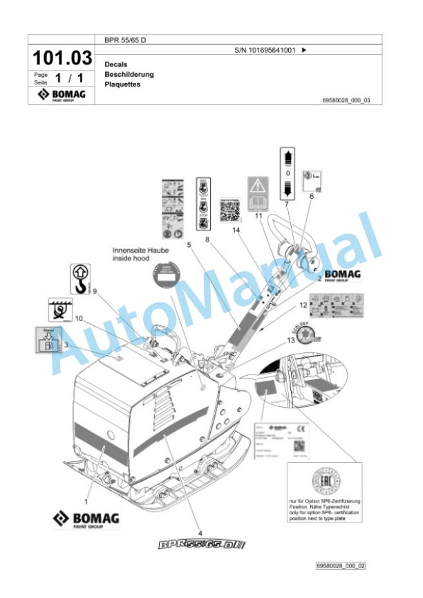 Bomag BPR 55-65 D Vibratory Plate Compactor Spare Parts Catalogue 00826681 4 Bomag BPR 55-65 D Vibratory Plate Compactor Spare Parts Catalogue 00826681-4