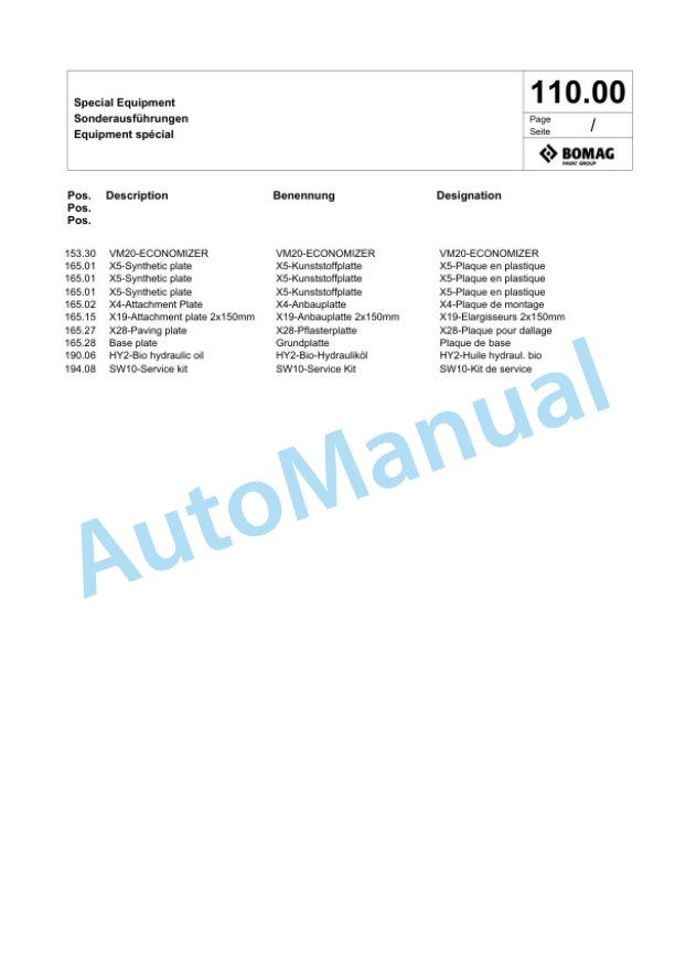 Bomag BPR 60-65 D Vibratory Plate Compactor Spare Parts Catalogue 00826847 5 Bomag BPR 60-65 D Vibratory Plate Compactor Spare Parts Catalogue 00826847-5