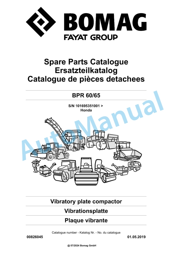 Bomag BPR 60-65 Vibratory Plate Compactor Spare Parts Catalogue 00826045 1 Bomag BPR 60-65 Vibratory Plate Compactor Spare Parts Catalogue 00826045