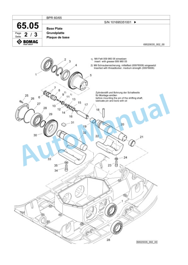 Bomag BPR 60-65 Vibratory Plate Compactor Spare Parts Catalogue 00826045 3 Bomag BPR 60-65 Vibratory Plate Compactor Spare Parts Catalogue 00826045-3
