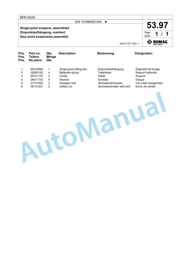 Bomag BPR 60-65 Vibratory Plate Compactor Spare Parts Catalogue 00826309 2 Bomag BPR 60-65 Vibratory Plate Compactor Spare Parts Catalogue 00826309-2