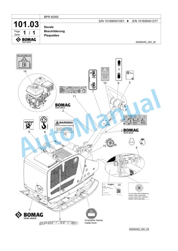 Bomag BPR 60-65 Vibratory Plate Compactor Spare Parts Catalogue 00826309 4 Bomag BPR 60-65 Vibratory Plate Compactor Spare Parts Catalogue 00826309-4