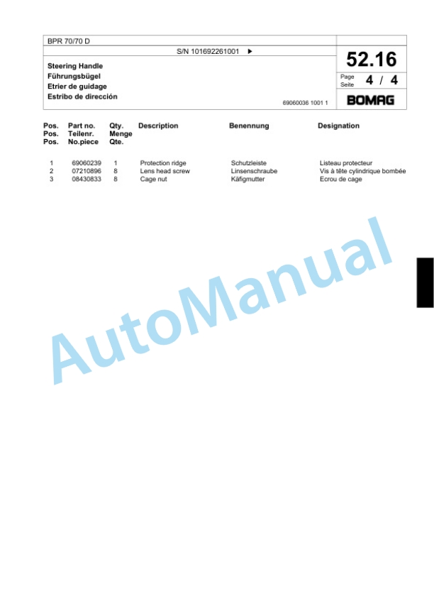 Bomag BPR 70-70 D Vibratory Plate Compactor Spare Parts Catalogue 00818747 2 Bomag BPR 70-70 D Vibratory Plate Compactor Spare Parts Catalogue 00818747-2