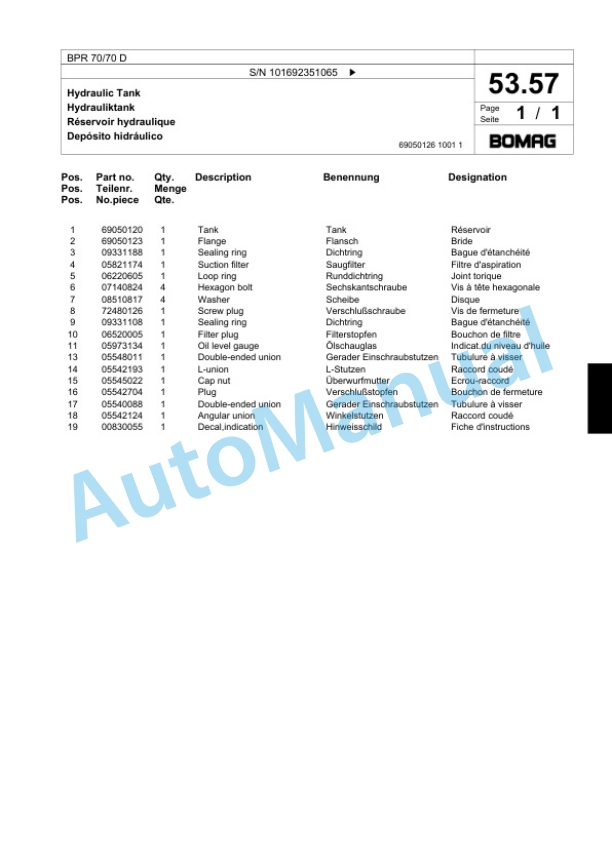 Bomag BPR 70-70 D Vibratory Plate Compactor Spare Parts Catalogue 00824251 3 Bomag BPR 70-70 D Vibratory Plate Compactor Spare Parts Catalogue 00824251-3