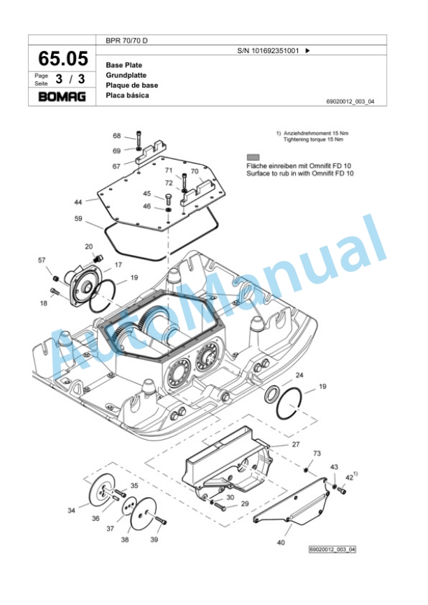 Bomag BPR 70-70 D Vibratory Plate Compactor Spare Parts Catalogue 00824251 4 Bomag BPR 70-70 D Vibratory Plate Compactor Spare Parts Catalogue 00824251-4