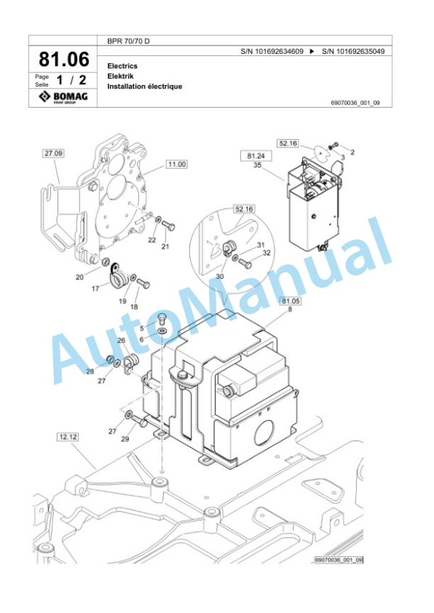 Bomag BPR 70-70 D Vibratory Plate Compactor Spare Parts Catalogue 00824329 3 Bomag BPR 70-70 D Vibratory Plate Compactor Spare Parts Catalogue 00824329-3
