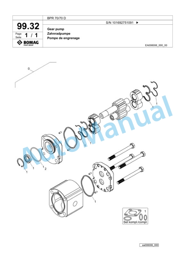 Bomag BPR 70-70 D Vibratory Plate Compactor Spare Parts Catalogue 00824377 4 Bomag BPR 70-70 D Vibratory Plate Compactor Spare Parts Catalogue 00824377-4