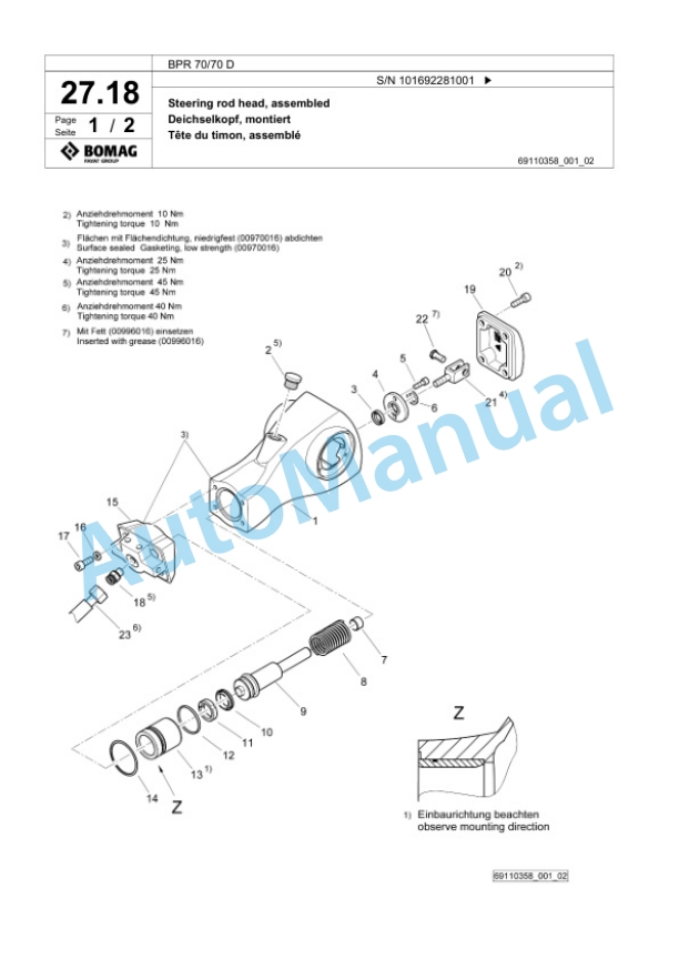 Bomag BPR 70-70 D Vibratory Plate Compactor Spare Parts Catalogue 00825557 2 Bomag BPR 70-70 D Vibratory Plate Compactor Spare Parts Catalogue 00825557-2