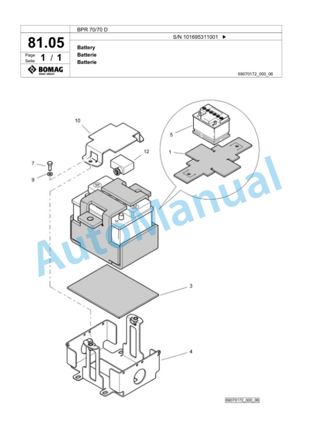 Bomag BPR 70-70 D Vibratory Plate Compactor Spare Parts Catalogue 00825797 3 Bomag BPR 70-70 D Vibratory Plate Compactor Spare Parts Catalogue 00825797-3