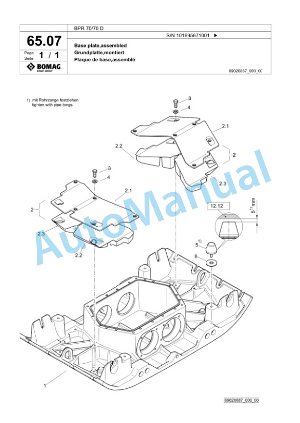 Bomag BPR 70-70 D Vibratory Plate Compactor Spare Parts Catalogue 00826741 3 Bomag BPR 70-70 D Vibratory Plate Compactor Spare Parts Catalogue 00826741-3