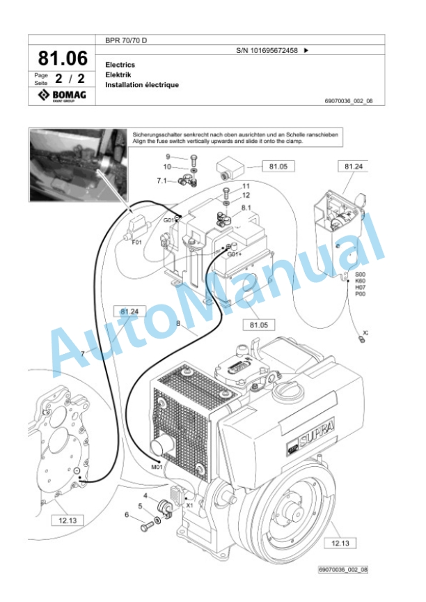Bomag BPR 70-70 D Vibratory Plate Compactor Spare Parts Catalogue 00826741 4 Bomag BPR 70-70 D Vibratory Plate Compactor Spare Parts Catalogue 00826741-4
