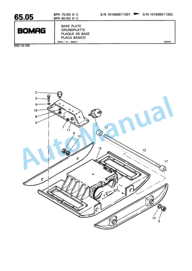 Bomag BPR 75-60 D-2, BPR 80-60 D-2 Vibratory Plate Compactor Spare Parts Catalogue 00811428 4 Bomag BPR 75-60 D-2, BPR 80-60 D-2 Vibratory Plate Compactor Spare Parts Catalogue 00811428-4