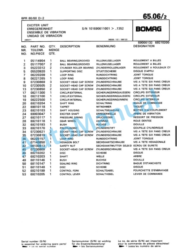 Bomag BPR 75-60 D-2, BPR 80-60 D-2 Vibratory Plate Compactor Spare Parts Catalogue 00811428 5 Bomag BPR 75-60 D-2, BPR 80-60 D-2 Vibratory Plate Compactor Spare Parts Catalogue 00811428-5