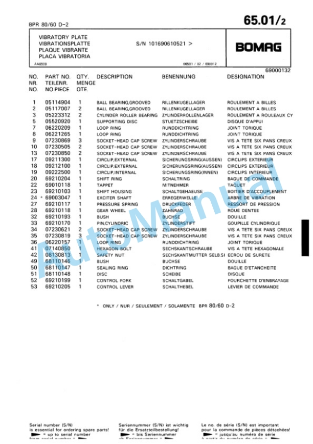 Bomag BPR 75-60 D-2, BPR 80-60 D-2 Vibratory Plate Compactor Spare Parts Catalogue 00813404 4 Bomag BPR 75-60 D-2, BPR 80-60 D-2 Vibratory Plate Compactor Spare Parts Catalogue 00813404-4