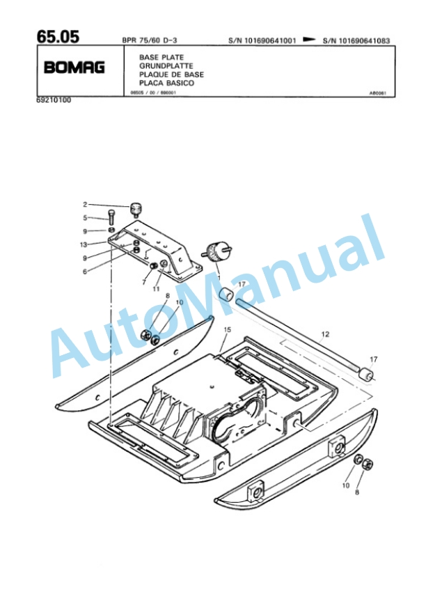 Bomag BPR 75-60 D-3 Vibratory Plate Compactor Spare Parts Catalogue 00811414 4 Bomag BPR 75-60 D-3 Vibratory Plate Compactor Spare Parts Catalogue 00811414-4