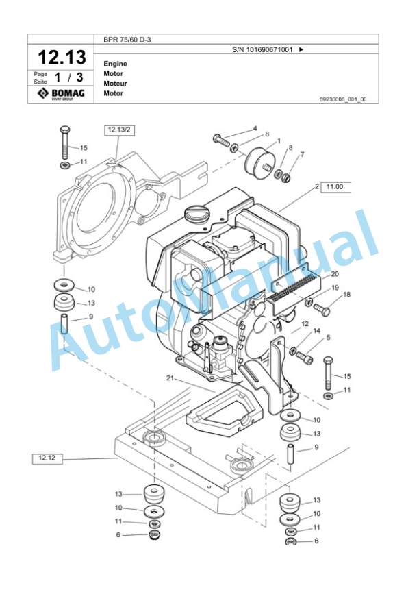 Bomag BPR 75-60 D-3 Vibratory Plate Compactor Spare Parts Catalogue 00818159 2 Bomag BPR 75-60 D-3 Vibratory Plate Compactor Spare Parts Catalogue 00818159-2