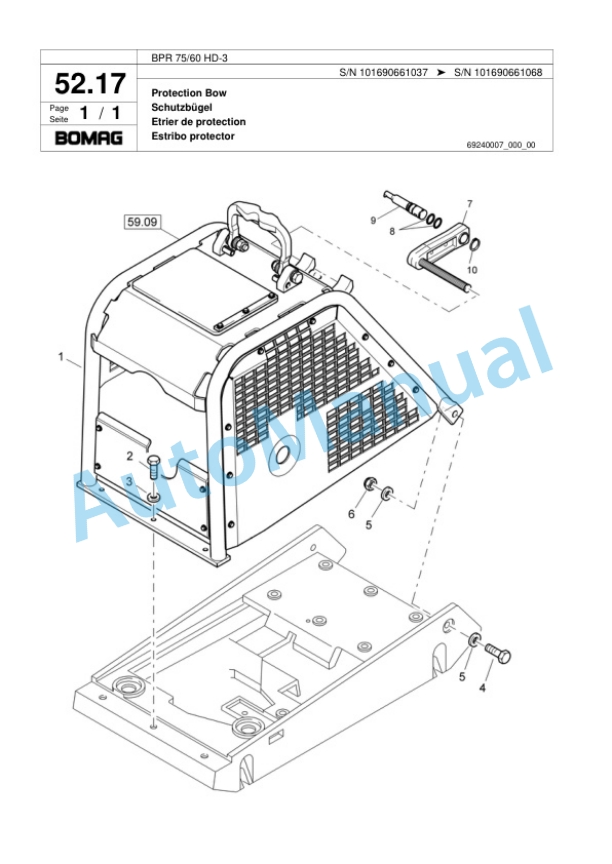 Bomag BPR 75-60 HD-3 Vibratory Plate Compactor Spare Parts Catalogue 00817448 3 Bomag BPR 75-60 HD-3 Vibratory Plate Compactor Spare Parts Catalogue 00817448-3