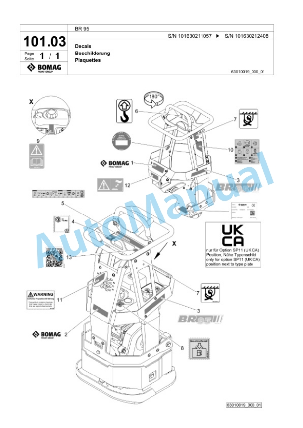 Bomag BR 95 Vibratory Plate Compactor Spare Parts Catalogue 00826613 5 Bomag BR 95 Vibratory Plate Compactor Spare Parts Catalogue 00826613-5