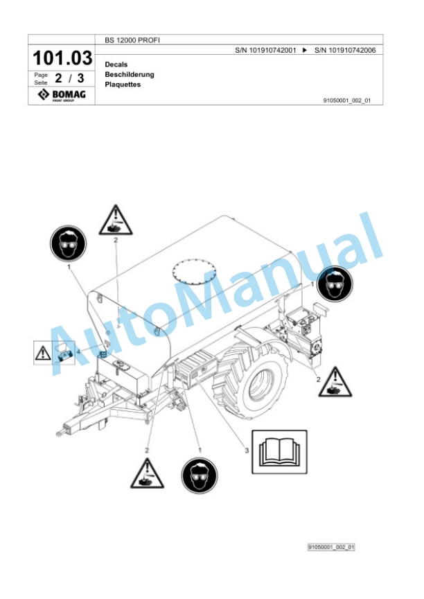 Bomag BS 12000 PROFI Tractor-Towed Spreader Spare Parts Catalogue 00824979 5 Bomag BS 12000 PROFI Tractor-Towed Spreader Spare Parts Catalogue 00824979-5