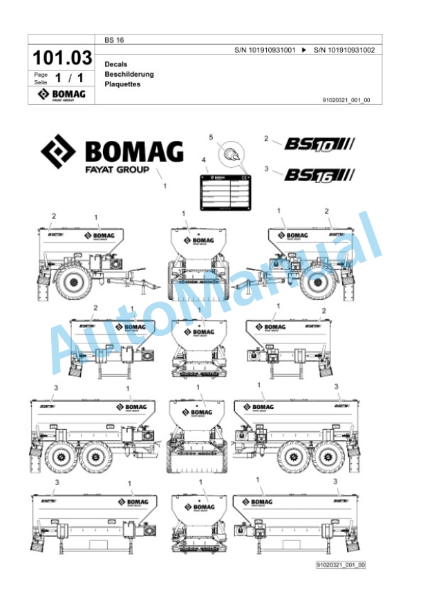 Bomag BS 16 Truck Spreader Spare Parts Catalogue 00826545 2 Bomag BS 16 Truck Spreader Spare Parts Catalogue 00826545-2