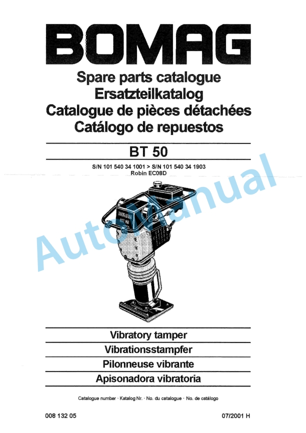 Bomag BT 50 Vibratory Tamper Spare Parts Catalogue 00813205 1 Bomag BT 50 Vibratory Tamper Spare Parts Catalogue 00813205