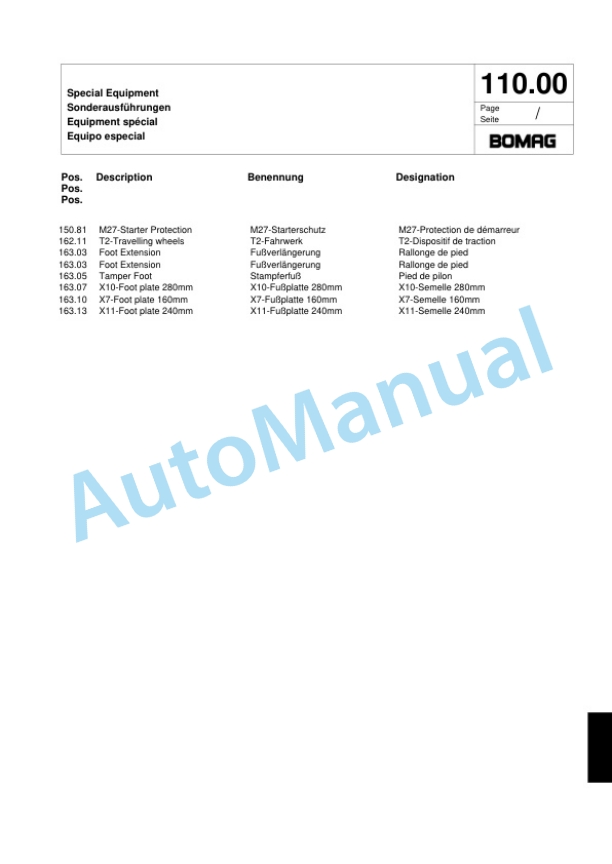 Bomag BT 50 Vibratory Tamper Spare Parts Catalogue 00817449 5 Bomag BT 50 Vibratory Tamper Spare Parts Catalogue 00817449-5
