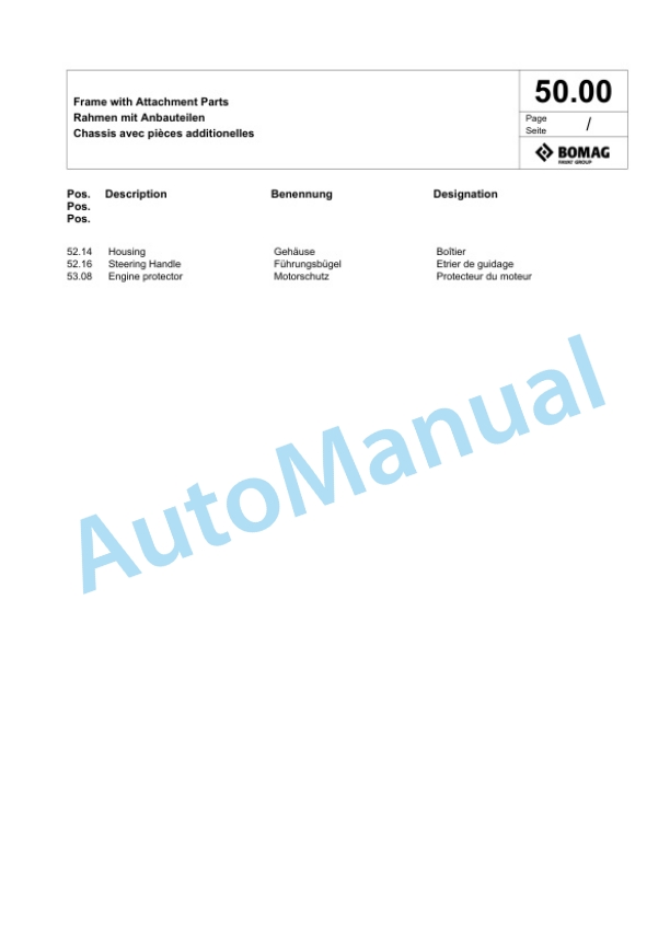 Bomag BT 50 Vibratory Tamper Spare Parts Catalogue 00826373 2 Bomag BT 50 Vibratory Tamper Spare Parts Catalogue 00826373-2