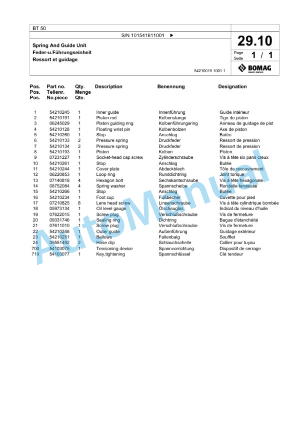 Bomag BT 50 Vibratory Tamper Spare Parts Catalogue 00826875 2 Bomag BT 50 Vibratory Tamper Spare Parts Catalogue 00826875-2
