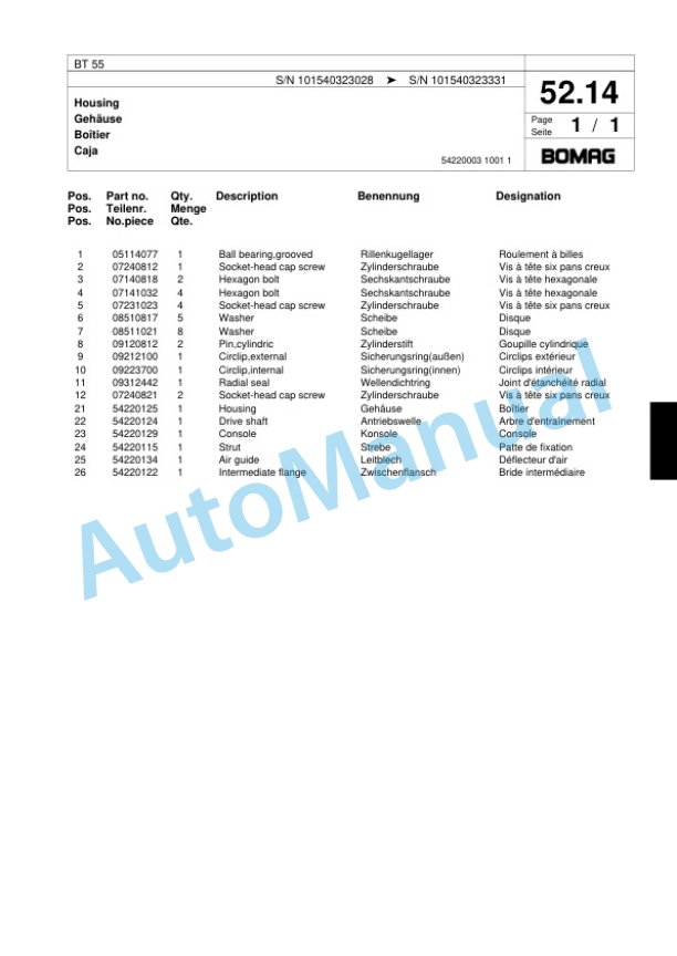 Bomag BT 55 Vibratory Tamper Spare Parts Catalogue 00817450 3 Bomag BT 55 Vibratory Tamper Spare Parts Catalogue 00817450-3