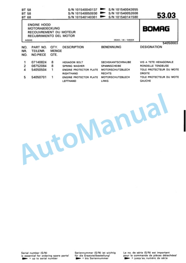 Bomag BT 58, BT 68 Vibratory Tamper Spare Parts Catalogue 00813209 3 Bomag BT 58, BT 68 Vibratory Tamper Spare Parts Catalogue 00813209-3