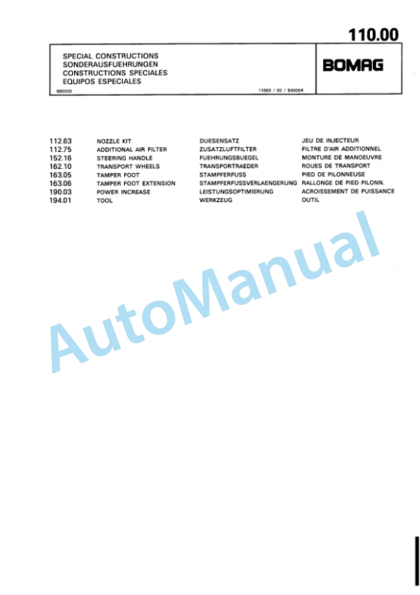 Bomag BT 58, BT 68 Vibratory Tamper Spare Parts Catalogue 00813209 5 Bomag BT 58, BT 68 Vibratory Tamper Spare Parts Catalogue 00813209-5