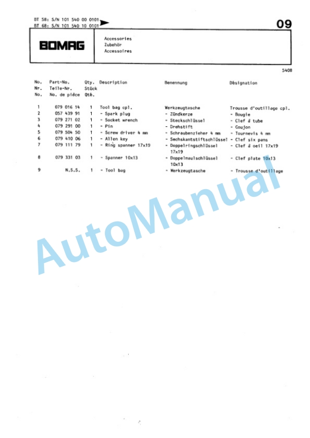Bomag BT 58, BT 68 Vibratory Tamper Spare Parts Catalogue 00813210 GE 5 Bomag BT 58, BT 68 Vibratory Tamper Spare Parts Catalogue 00813210 GE-5