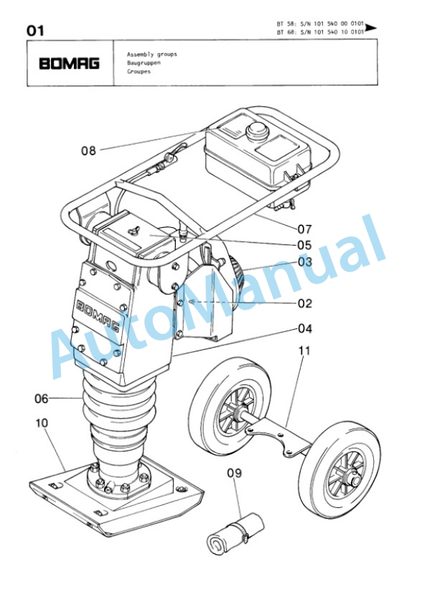 Bomag BT 58, BT 68 Vibratory Tamper Spare Parts Catalogue 00813211 2 Bomag BT 58, BT 68 Vibratory Tamper Spare Parts Catalogue 00813211-2