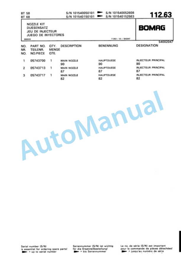 Bomag BT 58, BT 68 Vibratory Tamper Spare Parts Catalogue 00813221 5 Bomag BT 58, BT 68 Vibratory Tamper Spare Parts Catalogue 00813221-5