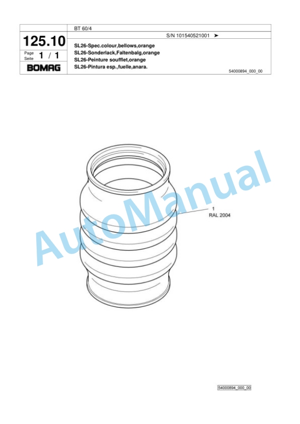 Bomag BT 60-4 Vibratory Tamper Spare Parts Catalogue 00818629-4