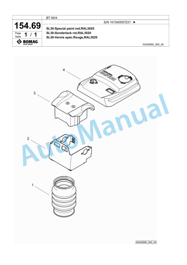 Bomag BT 60-4 Vibratory Tamper Spare Parts Catalogue 00818737 3 Bomag BT 60-4 Vibratory Tamper Spare Parts Catalogue 00818737-3