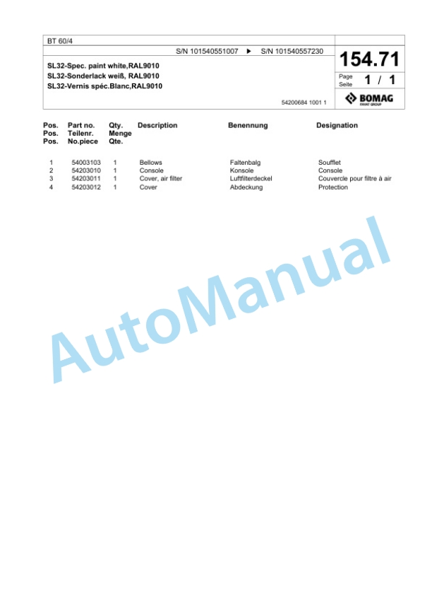 Bomag BT 60-4 Vibratory Tamper Spare Parts Catalogue 00818737 4 Bomag BT 60-4 Vibratory Tamper Spare Parts Catalogue 00818737-4